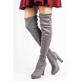 Vices Botas de camurça cinza na coxa 1