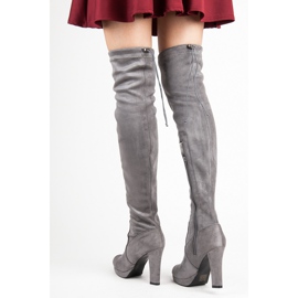 Vices Botas de camurça cinza na coxa 2