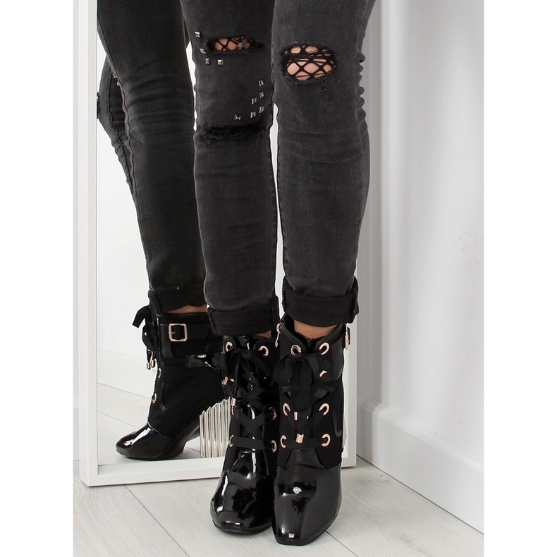 Bota preta metalizada preto 2