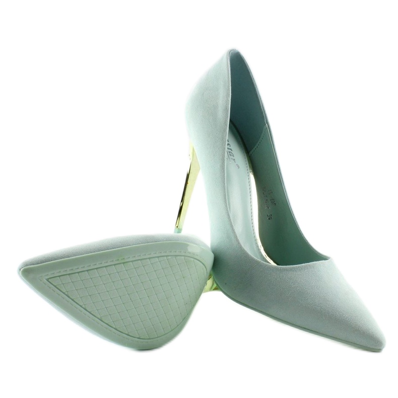 Salto de camurça dourado LE-08 Azul bebê 2