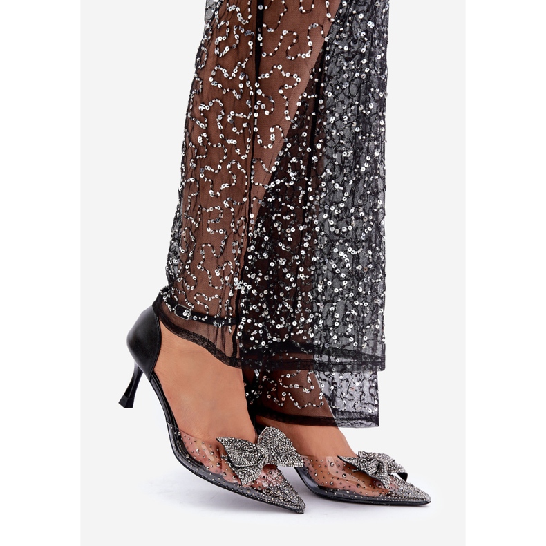 Salto alto decorado com laço, preto 1 Salto alto decorado com laço, preto 1