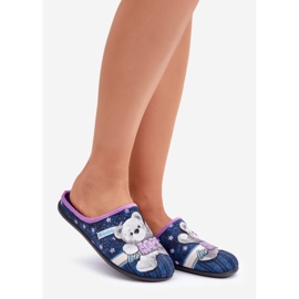 Chinelos femininos para casa com ursinho de pelúcia Inblu GF000025 azul marinho 1