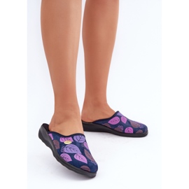 Chinelos femininos com folhas Inblu CU00005F azul marinho 2