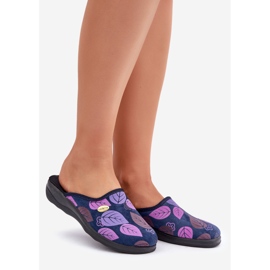 Chinelos femininos com folhas Inblu CU00005F azul marinho 1