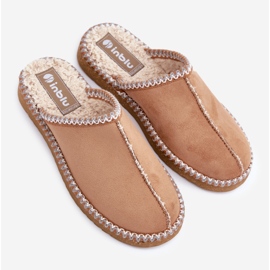 Inblu Chinelos femininos de camelo com sapatos domésticos bordados marrom 2