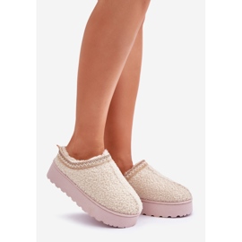Botas femininas de neve com plataforma e bordado, bege claro 1