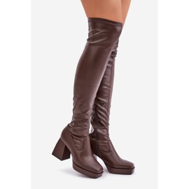 Botas justas acima do joelho, marrom escuro 1