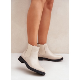 Botas Chelsea femininas com salto plano, bege 2 Botas Chelsea femininas com salto plano, bege 2