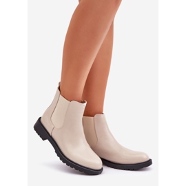 Botas Chelsea femininas com salto plano, bege 1 Botas Chelsea femininas com salto plano, bege 1