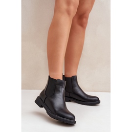 Botas Chelsea femininas com salto plano, pretas preto 2