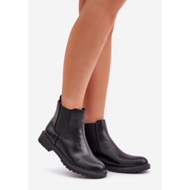 Botas Chelsea femininas com salto plano, pretas preto 1