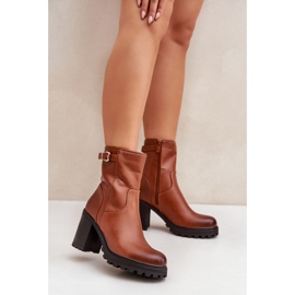 Botins isolados com fivela, castanho 2