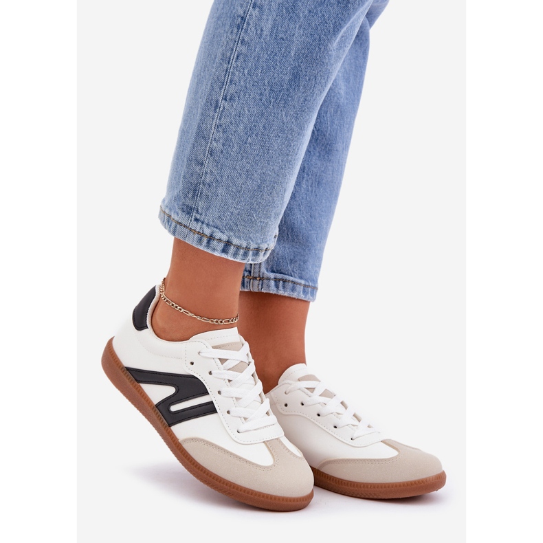 Tênis baixo feminino em couro ecológico, branco e preto Navidemi 1