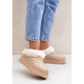 Botas femininas de neve com plataforma bege 1 Botas femininas de neve com plataforma bege 1