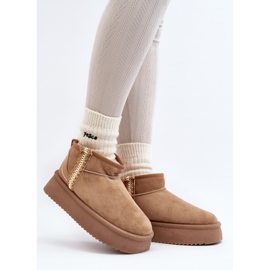 Botas femininas de neve com plataforma, camurça, marrom claro 1