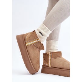 Botas femininas de neve com plataforma, camurça, marrom claro 2