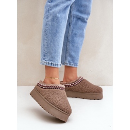 Botas de neve femininas com plataforma marrom 1