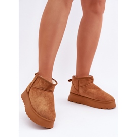 Botas femininas de neve com plataforma em camurça camelo castanho 1