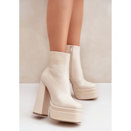 Botas plataforma femininas bege 1