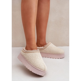 Botas femininas de neve com plataforma bege 1