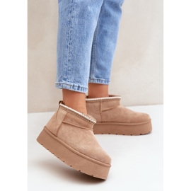 Botas femininas de neve com plataforma, camurça bege 1 Botas femininas de neve com plataforma, camurça bege 1