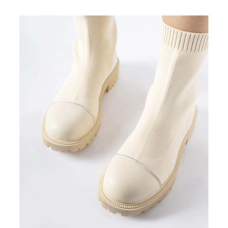 Botins meia bege com strass Vail - Solea 1 Botins meia bege com strass Vail - Solea 1