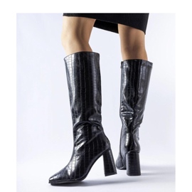 Botas pretas de salto alto com isolamento por Ferruccio - Solea preto 1