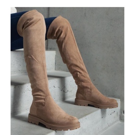 Botas longas marrons com sola plana da Tromi - Solea castanho 1