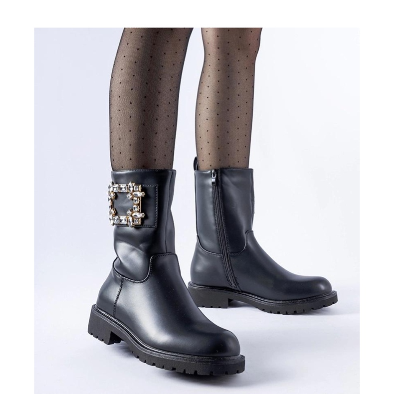 Botins pretos decorados com zircões Wagner - Solea 1