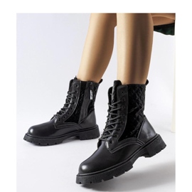 Botas pretas decoradas com quilting Jalbert - Solea preto 1