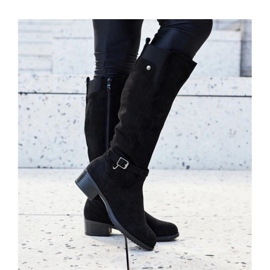 Botas pretas com isolamento acima do joelho em camurça ecológica da Castelvetro - Solea preto 1