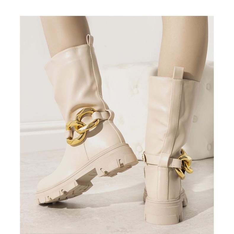 Botas isoladas bege com corrente Harrison - Solea 1