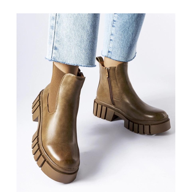 Botas Chelsea com plataforma marrom, Giusy - Solea castanho 1