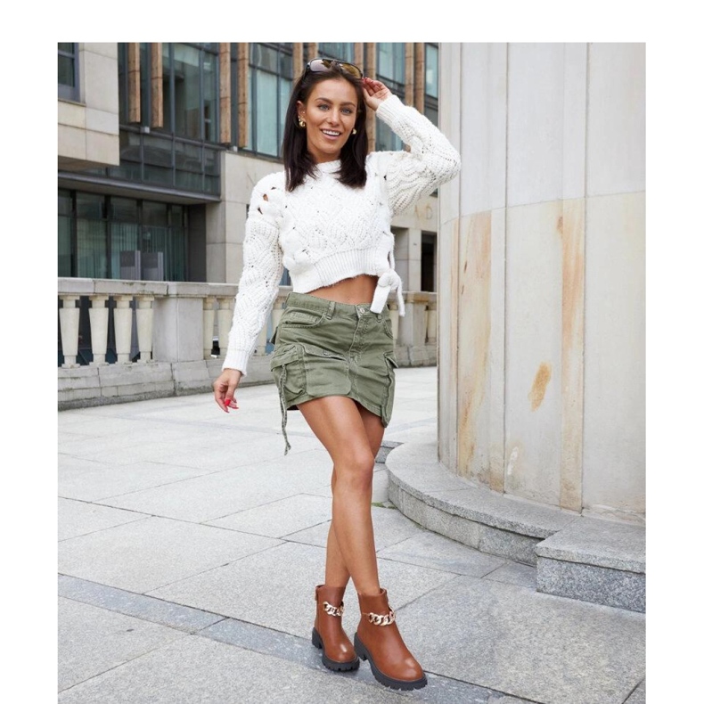 Botins castanhos decorados com corrente Bonsaint - Solea 1