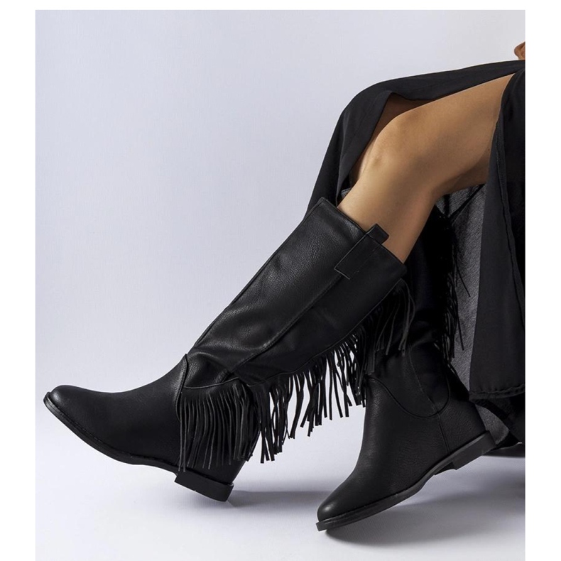 Giorgia preta - Botas de cunha cobertas por Solea preto 1