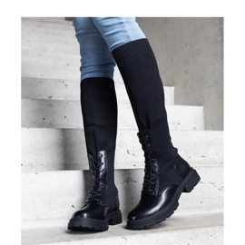 Bota slip-on preta com parte superior em material elástico Luana - Solea preto 1