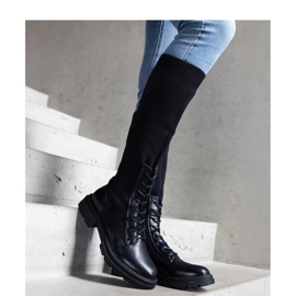 Bota slip-on preta com parte superior em material elástico Luana - Solea preto 2