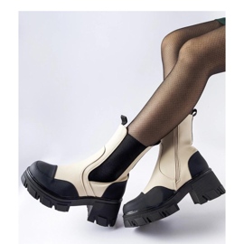 Botins slip-on maciços bege e preto da Mafalda - Solea 1