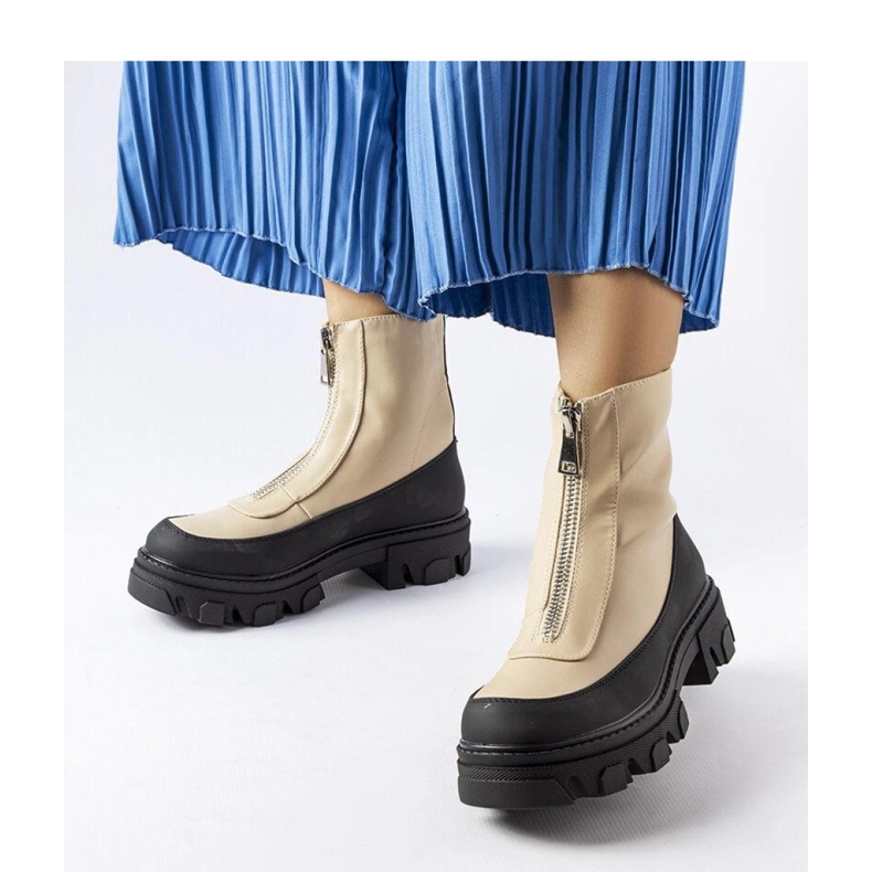 Botins maciços bege com zíper, Morley - Solea 1