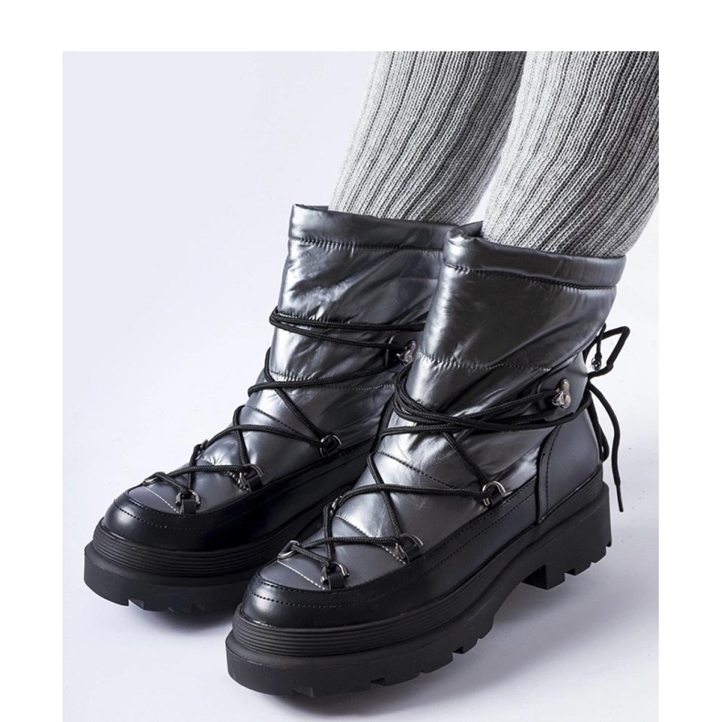 Botas de neve pretas e cinza com punho de Eagleville - Solea 1 Botas de neve pretas e cinza com punho de Eagleville - Solea 1
