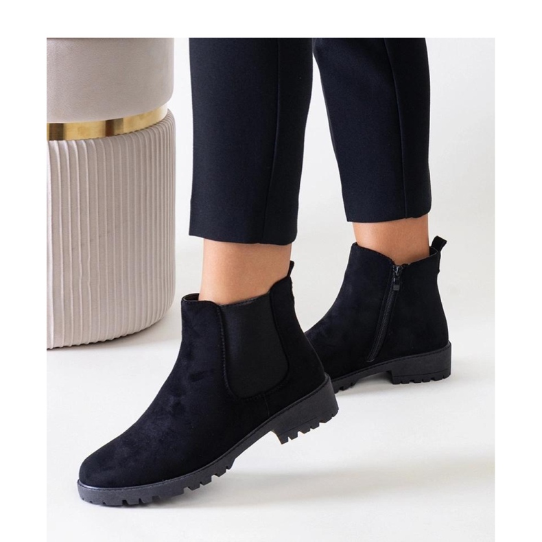 Botins casuais clássicos pretos feitos de camurça ecológica Sabre - Solea 1