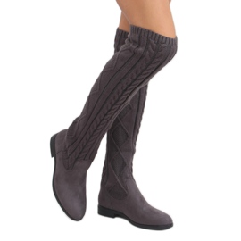 Botas com cabedal de fios cinza e cinza 1