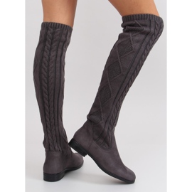 Botas com cabedal de fios cinza e cinza 2