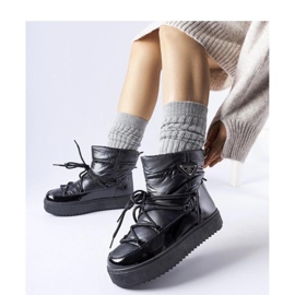 Botas de neve pretas com isolamento e elástico preto 1