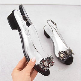 Sandália rasteira transparente preta com pedras da Sabatina preto 1