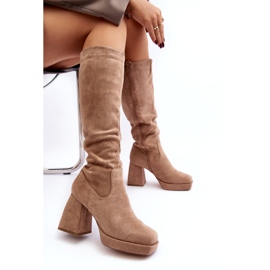 Ideal Shoes Botas bege femininas 5