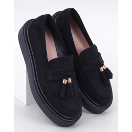 Mocassins plataforma com franjas Preto 1
