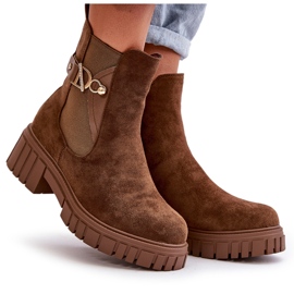 Seastar Botins femininos com isolamento ecológico em camurça marrom e detalhe dourado Bervena 6