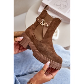 Seastar Botins femininos com isolamento ecológico em camurça marrom e detalhe dourado Bervena castanho 5