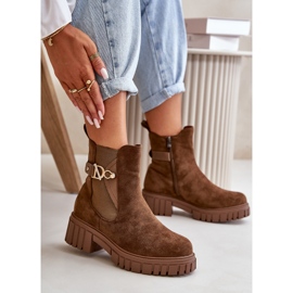 Seastar Botins femininos com isolamento ecológico em camurça marrom e detalhe dourado Bervena 4
